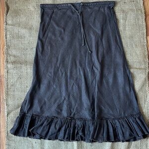 100% Linen Vintage Cottagecore J. Crew Brown A-Line Ruffle Hem Skirt Milkmaid